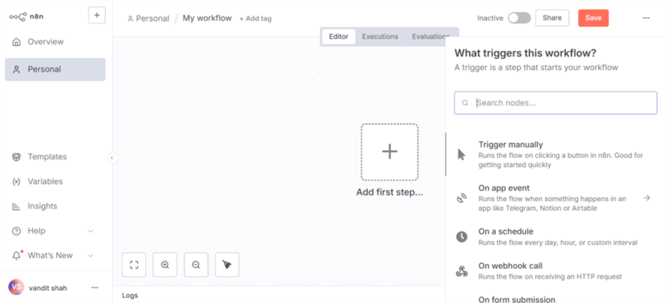 create new workflow 