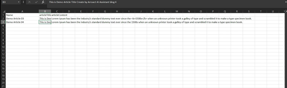 csv for update in cms