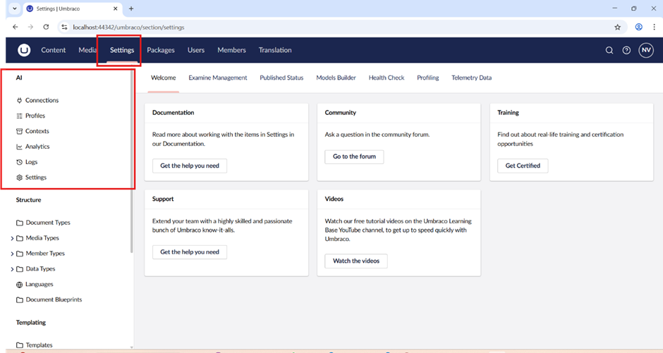 umbraco ai ui