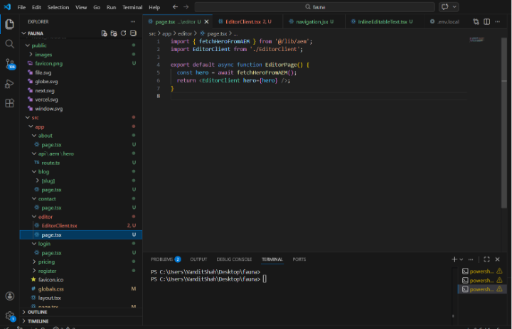 editor page code