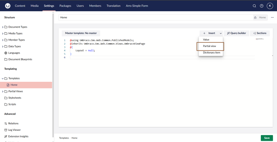 Umbraco Template