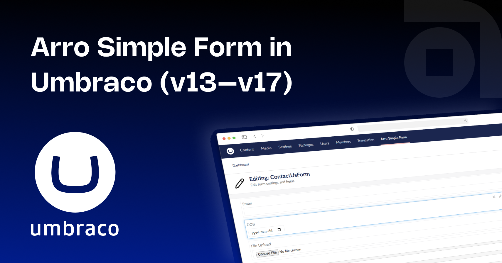 How to use Arro Simple Form in Umbraco 13 to 17