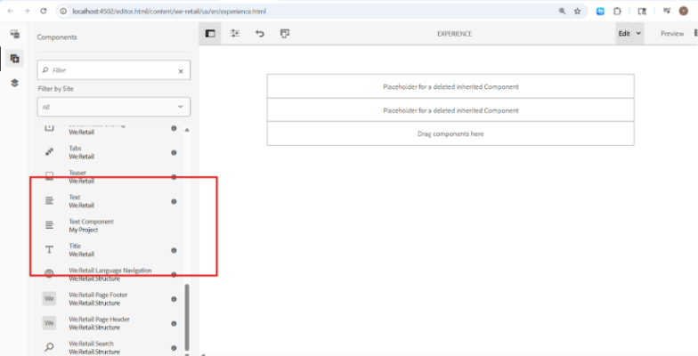 AEM add component